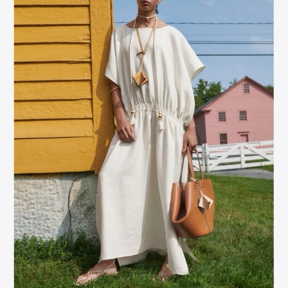 Offers Welcome!! NWT Tory Burch - Drop Waste Linen Dress - New Ivory - Picture 2 of 8